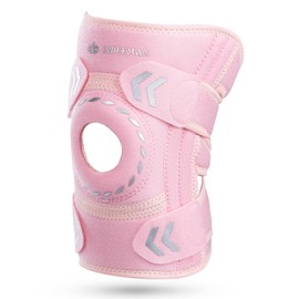 Adjustable Compression Knee Patellar Pad Tendon Support Sleeve Brace for Men Women - Arthritis Pain, Injury Recovery, Running, Workout, Neoprene Knee Brace with Stabilizers and Open Patella, Pink Pro