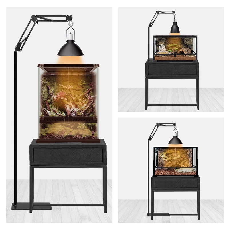 BOURDSERK Reptile Lamp Stand, Adjustable 15.7 to 74.3 In Heat