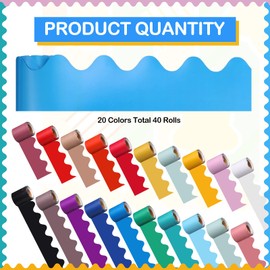 Ctosree 40 Rolls 656 Feet Scalloped Bulletin Board Borders in 20 Colors Colorful Classroom Borders for Bulletin Board Decoration Bulletin Board Trim Boarders for Classroom Bulletin Board