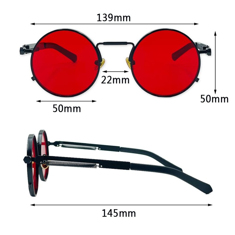 Inlefen Round Vintage Men's Metal Circle Sunglasses Women Men Sunglasses
