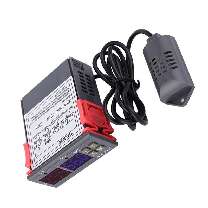 Digital Display Temperature and Humidity Controller Meter with Integrated Sensor