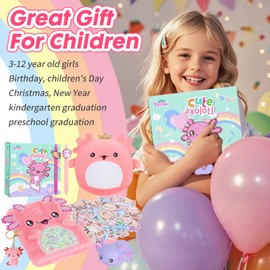 Pinkgarden Axolotl Gifts for Girls, Kids Axolotl Plush Toys with Secret Diary, Ballpoint Pen, Stickers, Birthday Gifts for Little Girls from 5-12 Years