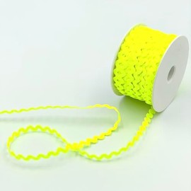 Craft Cult 8mm Small Sized RIC Rac Ribbon Trim - 25 Metre Roll (75 - Neon Yellow)