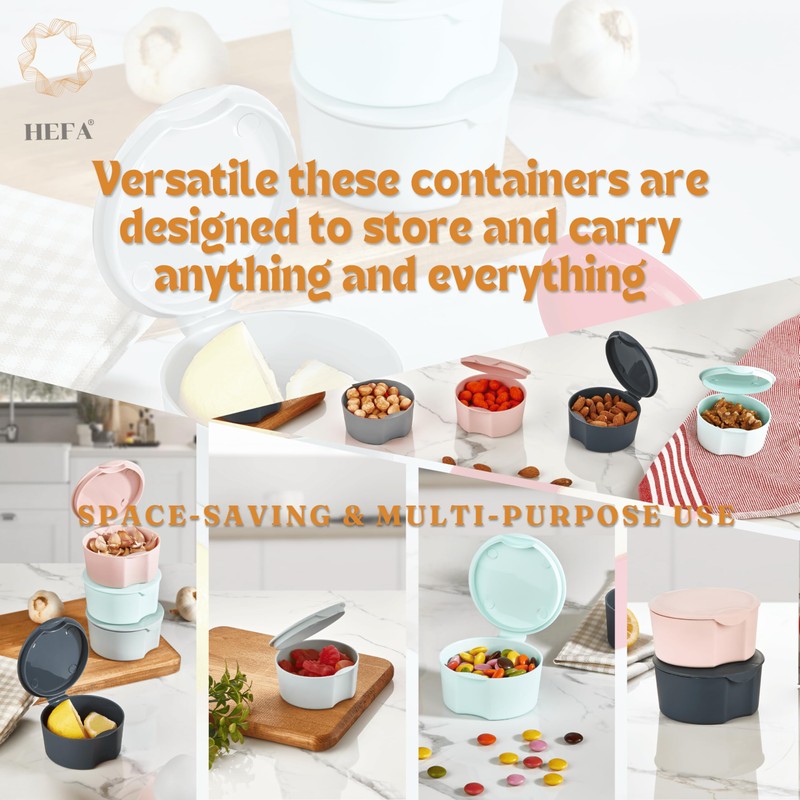HEFA Small Containers with Lids, Snack Containers, Salad Dressing Containers,