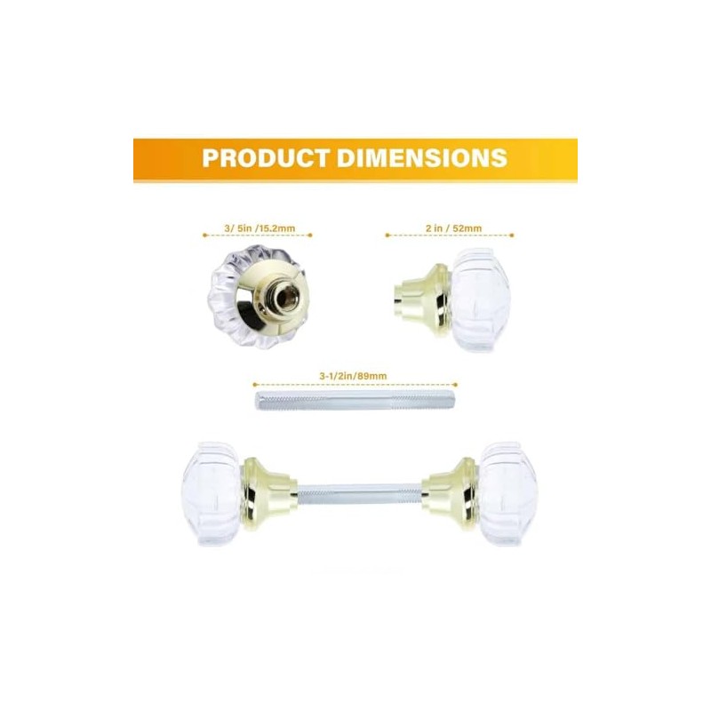 Tuff Stuff Tools Mortise Lock Crystal Glass Door Knob Replacement