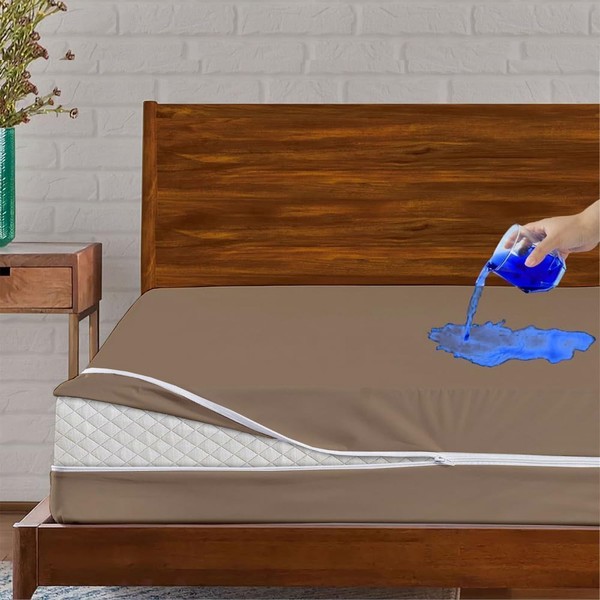 Full Mattress Protector Encasement with Zipper, 100% Waterproof Bed Cover,