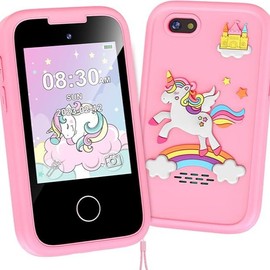 LUOBA Kids Smart Phone: Holiday Birthday Gift 13 fun games, camera, MP3, video and expandable storage! Suitable for children aged 3-12 unicorn design - Color: Pink