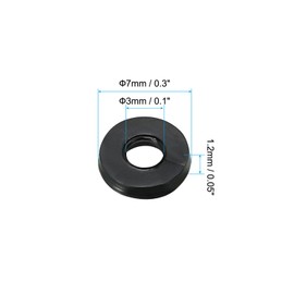 PATIKIL M3 Rubber Flat Washer, 20 Pack 3mm ID 7mm OD 1.2mm Thick Sealing Spacer Gasket Ring for Faucet Pipe Water Hose Fastener Bolt, Black
