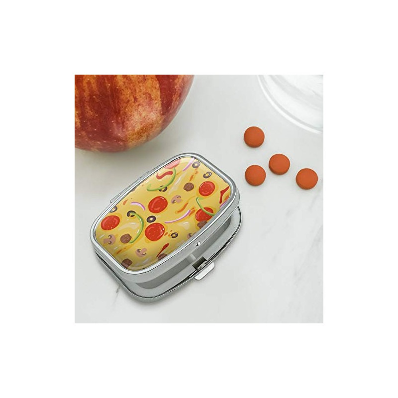 Combination Pizza Pattern with Pepperoni Olives and Onions Rectangle Pill