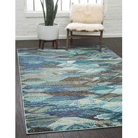 Unique Loom Sedona Collection Geometric Southwestern Blue Area Rug (5' 0 x 8' 0)