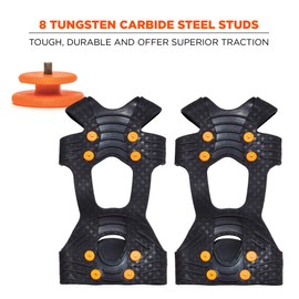 Slip-On Ice Traction Cleats with 8 Tungsten Carbide Studs for Superior Grip, Ergodyne TREX 6300TC, Black, 2X-Large