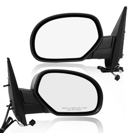 PM Auto Driver & Passenger Side Mirrors, Left-Right Power Heated Chrome Manual Folding Replacement For 2007-2013 GMC Sierra 3500 HD, Door Mirror Pair of 2