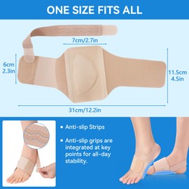 Dr.sendesi 2PCS Arch Support Brace for Plantar Fasciitis Relief, Adjustable Foot Compression Band with Gel Pad, Foot Arch Support for Flat Feet, High & Fallen Arches, Anti-Slip Foot Brace (Beige)