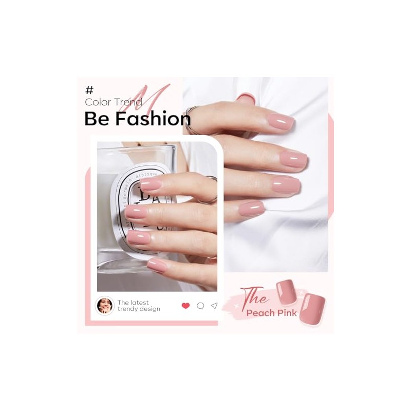 modelones 32Pcs Rosa Melocotón Presione En Las Uñas, Actualización de