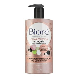 Limpiador purificador Bioré de uso diario cuarzo rosa y carbón 200 ml