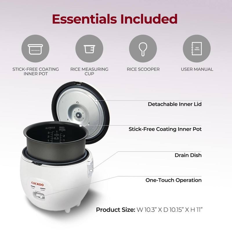 Cuckoo CR-0671V Basic Electric Small Rice Cooker & Warmer, 6