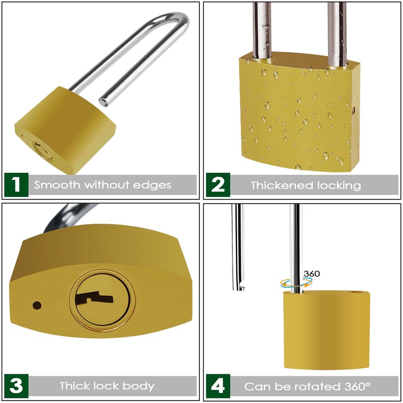 Mesybveo Pack of 2 Padlocks, 32 mm Padlock, Long Shackle