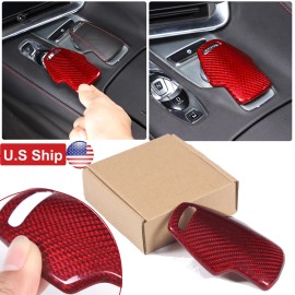 carpart2021 Red Carbon fiber Gear Shift Panel Knob Head Trim Cover For Corvette C8 Z51 20-25