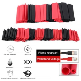 DIANN 270pcs Heat Shrink Tubing Kit - 7 Sizes, 2 Colors (Black, Red) , Easy to Use - Suitable for Small Electronics