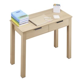 VEVOR Small Desk with Drawers, Wooden Table for Home Office, Small Computer Desk with Storage, Vanity Desk with Drawers, Study Table for Adults/Students for Drawing, Reading, Writing, Light Wood