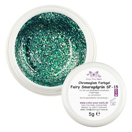 Premium Glamgele - Sparkling Highlights for Glamorous Nail Designs, Brilliant Colours, Spectacular Sparkle, 15 Colours in Premium Quality (Emerald Green (SF-15), 5 g)