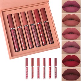 6PCS Lapiz Labial Mate Lapiz Labial Antiadherente,Lápiz labial antiadherente,Lápiz labial mate, lápiz labial hidratante de larga duración, esmalte de 