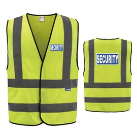 AYKRM Hi Vis Reflective Safety Vest, Yellow, 4-5XL Waistcoat for Security - BLUESECURITY