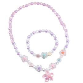 EIHI Set of 2 Children's Jewellery Set Butterfly Beads Necklace and Bracelet Jewellery for Girls Children Girls Necklace Bracelet Set for Gifts Birthday Toy (Adorable Beautiful Style)