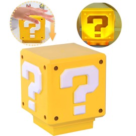 Super Bros lampara noche, LED Luz nocturna Signo Interrogac con efectos de sonido del juego, Luz de noche de cuadrado de signo de interrogacin,...    