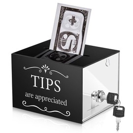 Tip Jars for Money 6 X 4 X 5 Inch Tip Collection Box with Lock Donation Suggestion Box