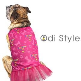 Odi Style Dog Birthday Girl Outfit - Dog Birthday Party Supplies - Dog Party Hat, Crown and Dog Birthday Dress with Birthday Girl Sign, Puppy Party T-Shirts Cat Breathable Stretchy Costumes X-Large