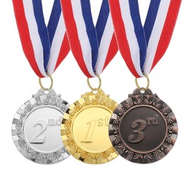 PATIKIL Gold Award Metals, 3 Pack 1st 2nd 3rd Prize Medals Ring Winner Medals with Neck Ribbon for Games Sports Competitions Spelling Bees