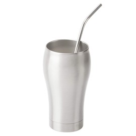 Apex Heart GR-1338 Tumbler, Vacuum Insulated, Stainless Steel, Silver, 11.8 fl oz (350 ml), Heat Retention, Cold Retention, Includes Straw, Non-Melting Ice Set