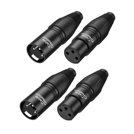 CableCreation 3Pin XLR Male*2 + 3Pin XLR Female*2, Mic Adaptor Connector 2Pair, 1/4 Jacks Male and Female Microphone Audio Jack Charger Connector for Speaker, Mixing Board, Console, Pro Audio Gear