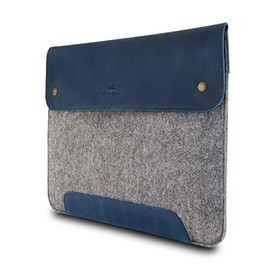 MegaGear Genuine Leather and Fleece MacBook Bag 13.3 & 14 Inch - Blue