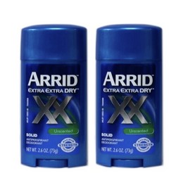2 Pack Arrid Extra Extra Dry Unscented Solid Antiperspirant Deodorant 2.6 Oz Ea