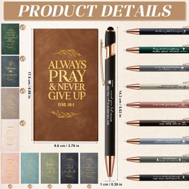 Crtiin 20 Pcs Christian Notebooks Bulk Religious Notepads with Motivational Pens Inspirational Bible Verse Leather Prayer Journal for Christmas Church Gifts Sunday School Supplies (Neutral Color)