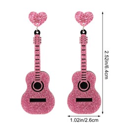 yueton 2 Pairs Acrylic Guitar Earrings Punk Bass Drop Earrings Cool Electric Guitar Shape Earrings Creative Instrument Drop Earrings Music Guitar Jewelry for Women