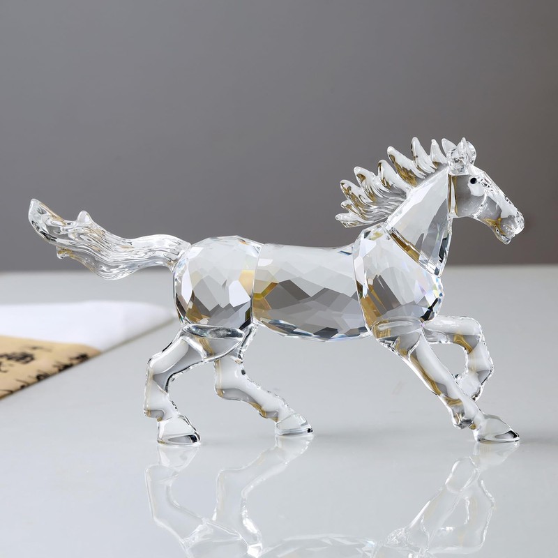 Crystal Horse Realistic Animal Art Figurine Collection Table top Ornament