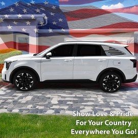 BOGAR TECH DESIGNS Precut Quarter Window American Flag Vinyl Decal Sticker Compatible with Kia Sorento 2021-2025, Matte Black