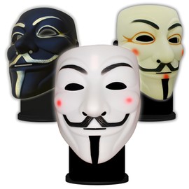 Primary Shipments Hacker-Style Masks with Dipped PVC Shell Finish | Reinforced Straps | Anonymous-Inspired Costume Mask Sets (Tan, Black, White)