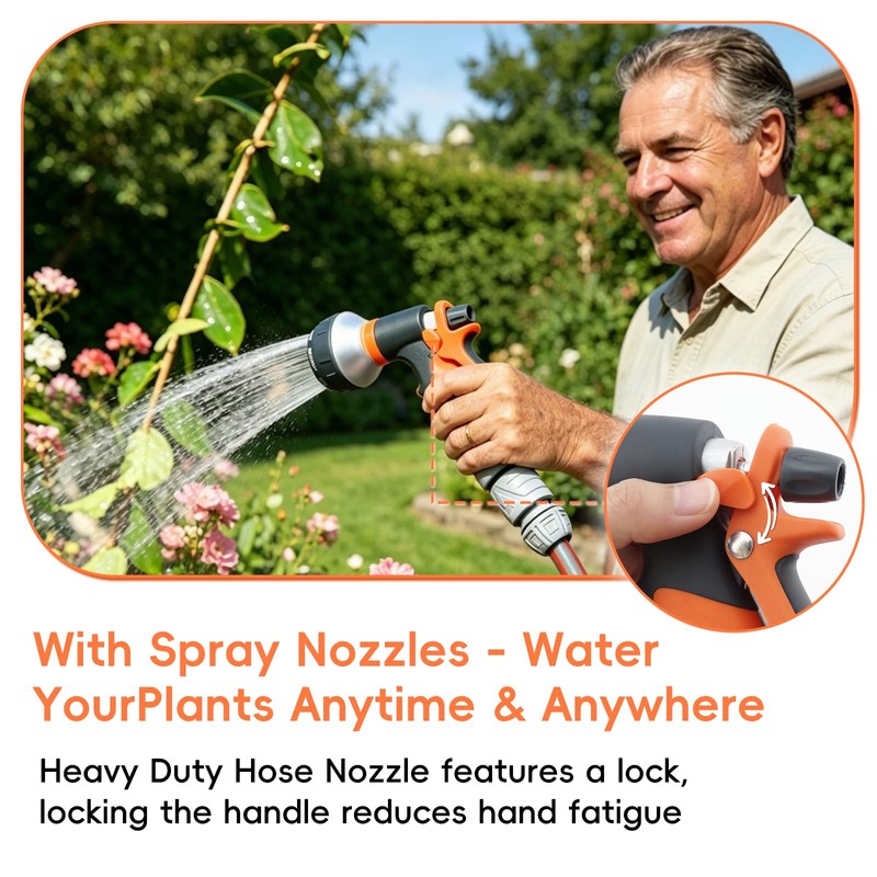 Garden Hose Nozzle Sprayer Heavy Duty Metal Spray Nozzles 8