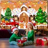Mocsicka Gingerbread Christmas Backdrop Brown Gingerbread House Party Decorations Banner