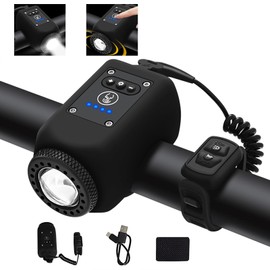 TINGSING Elektronische Fahrradhupe mit Licht, Mini-Klingel für Fahrrad, 6 Töne, wiederaufladbar, USB-C E-Bell, Lautstärke einstellbar, 4 Leuchtmodi, wasserfest (schwarz)