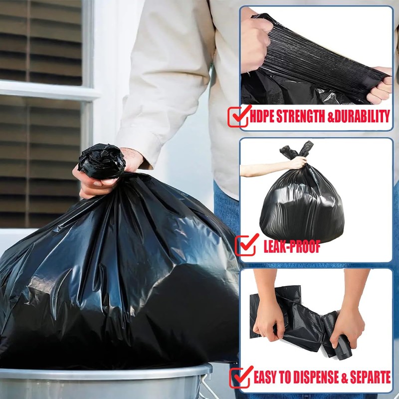 13 Gallon Trash Bags, 1000 Count Bulk Value Pack, Black