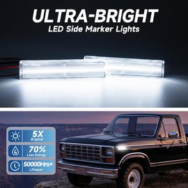 LED Side Marker Lights for 1980-1986 Fo'rd F150 F250 F350 Pickup & Bronco