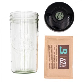Mason Jar Humidor Set with Humidor Hygrometer Lid, 24oz Wide Mouth Azure Jar, Humidity Pack