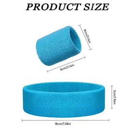 Pack of 4 Sweatband Wrist, Sweatband Head Sports, Sweatband Forehead, Sweatband Children, Sweatband Wrist Head for Gym, Running, Cycling, Sports (8 Bracelets)