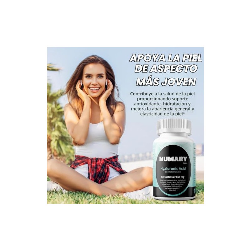 Ácido hialurónico con colágeno hidrolizado, MSM, cúrcuma y vitamina C.