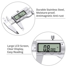 Proster Digital Caliper 8 Inch/200 mm + 32 Feeler Gauge Calliper Stainless Steel Electronic Caliper Inch/Fractions/Metric Caliper for Length Width Depth Inner / Outer Diameter